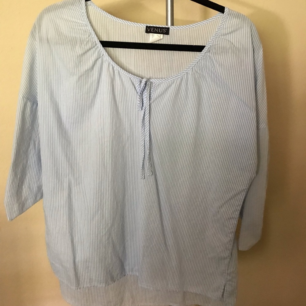 Light weight cotton top blue and white stripped
